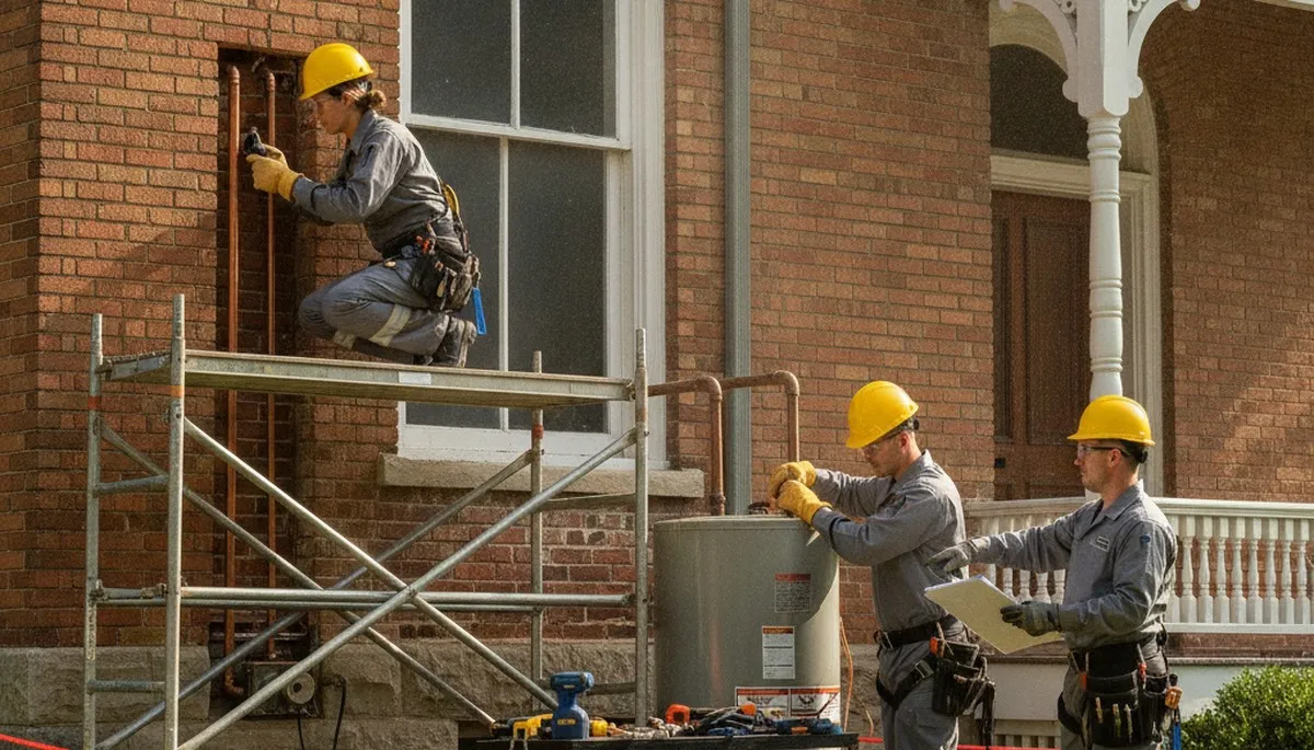 Plumber repairing plumbing system in Evansville, IN for residential plumbing service
