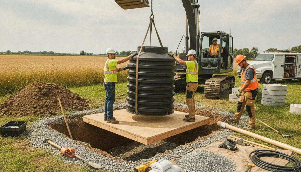 Septic tank installation service in Evansville, IN for residential plumbing repair and maintenance